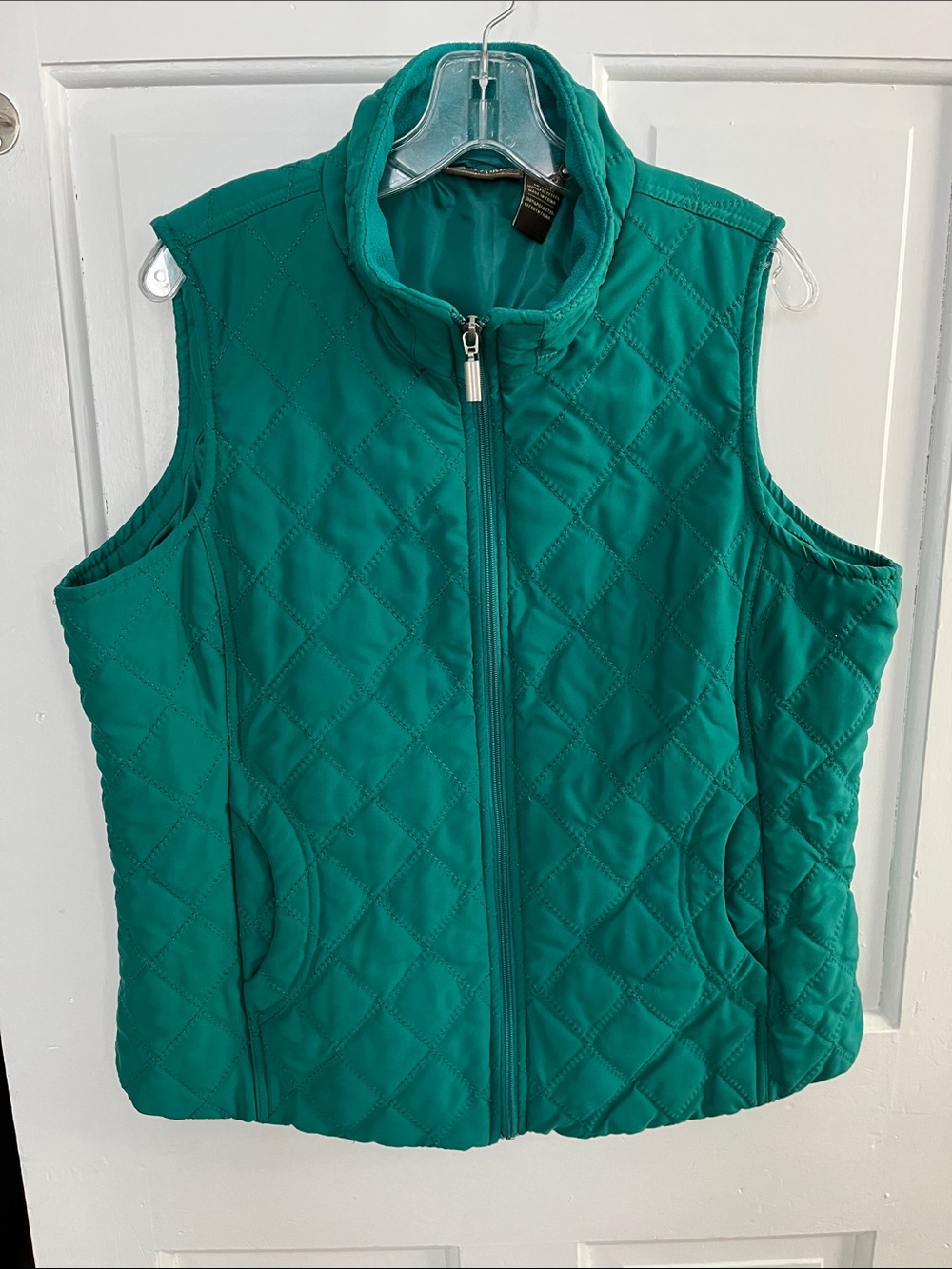 Jane Ashley Teal Green Quilted Outerwear Vest Fleece Lined XL